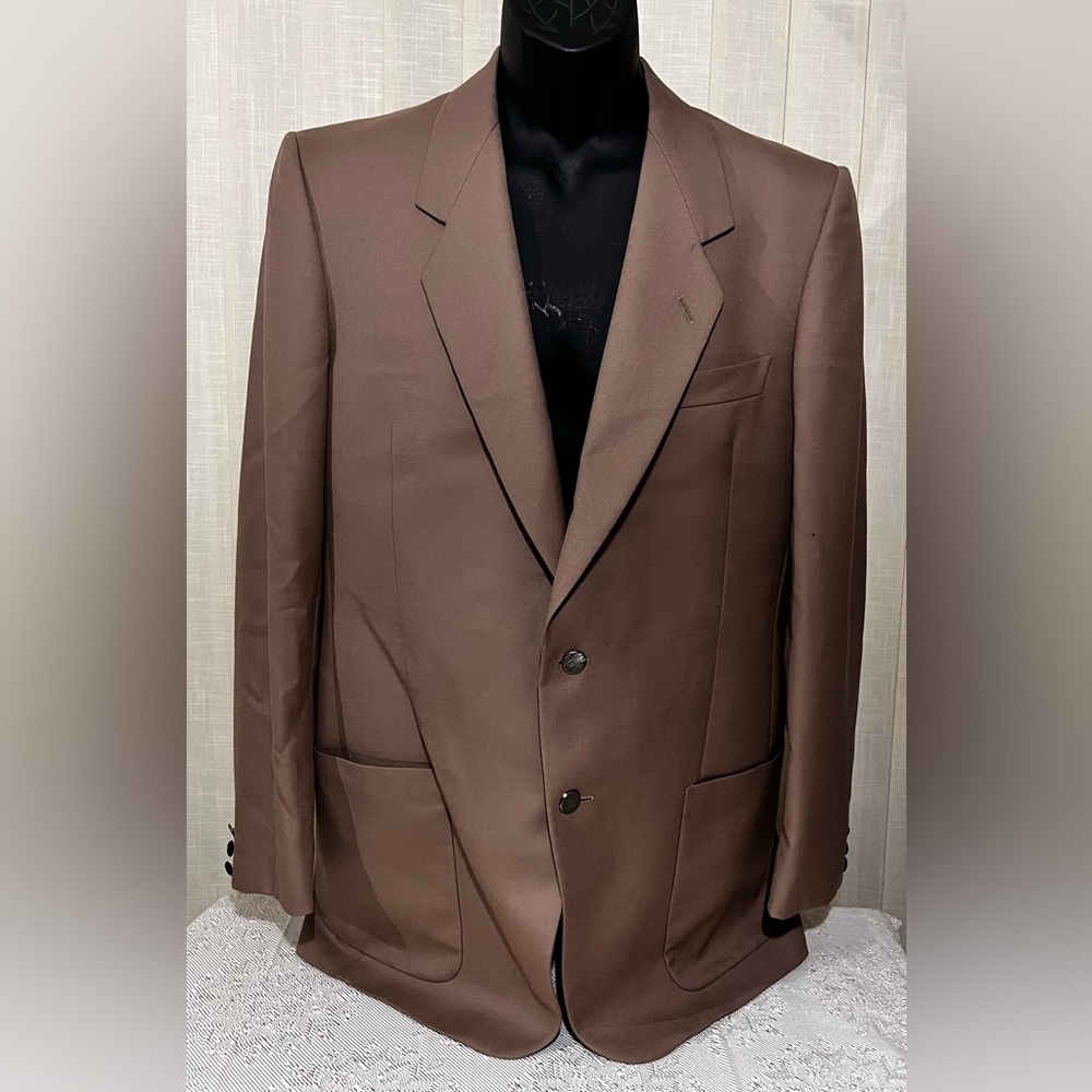 Men's Vintage Conte Di Roma 100% Virgin Wool Brown Blazer Sport Coat Sz 44S